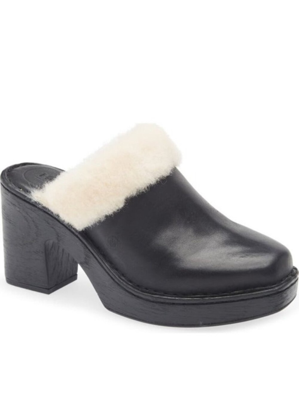 Born Hope Black Distressed Shearling Lined Leather Clogs Women’s Size 8